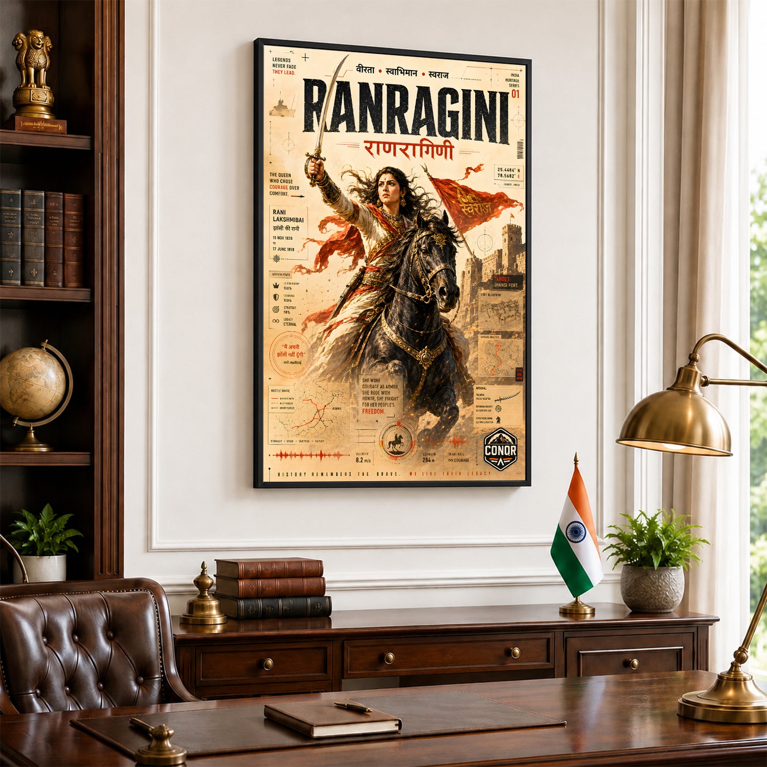 Ranragini Vintage Wall Art (CONQR-LAXMIBAI-010)
