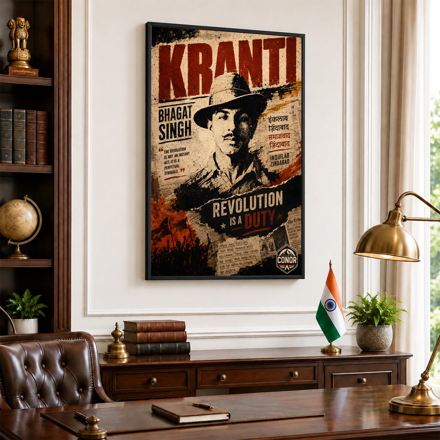 Bhagat Singh Patriot Mindset Wall Art (CONQR-BHART-BHAGAT-006)