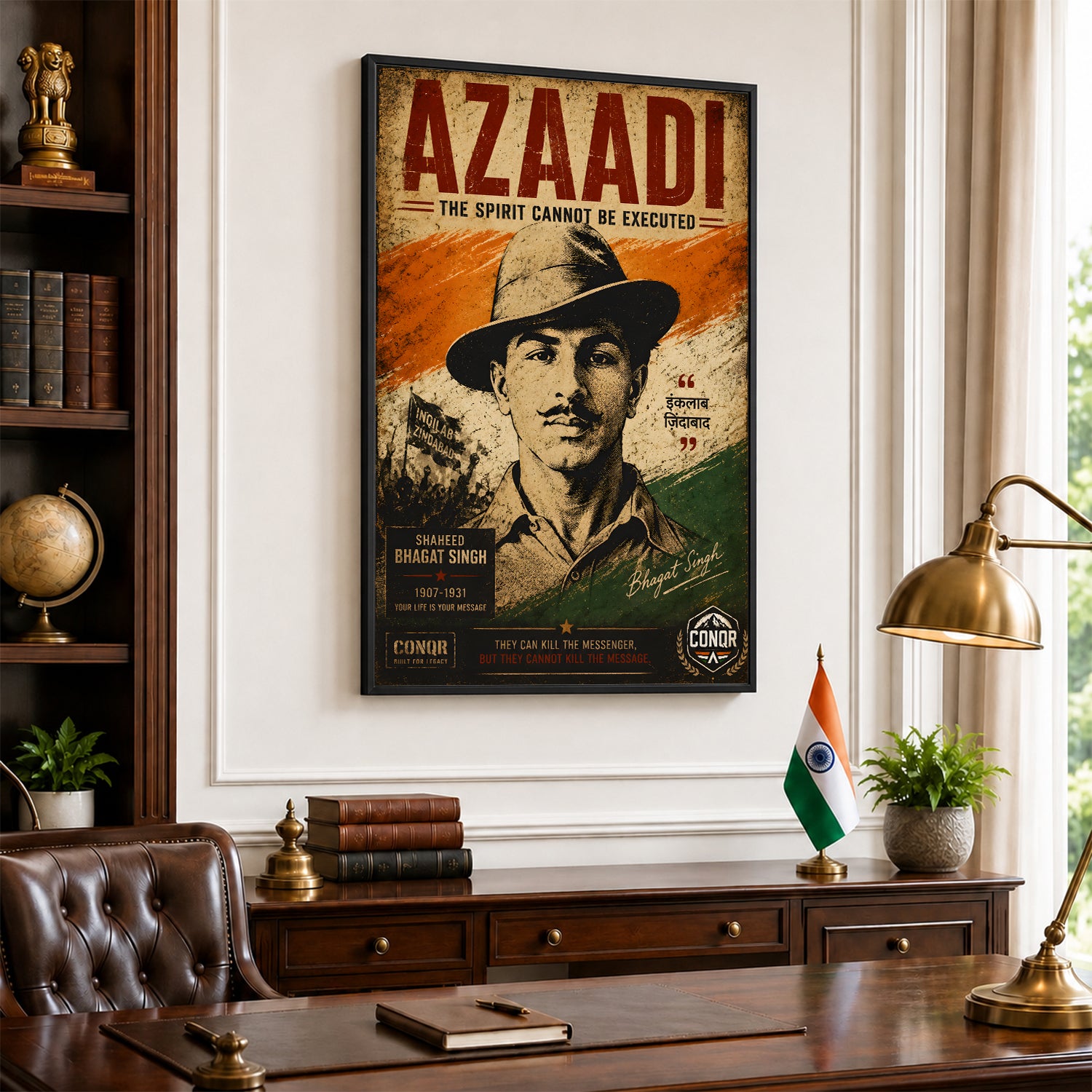 Inquilab Zindabad Bhagat Singh Wall Art (CONQR-BHART-BHAGAT-003)