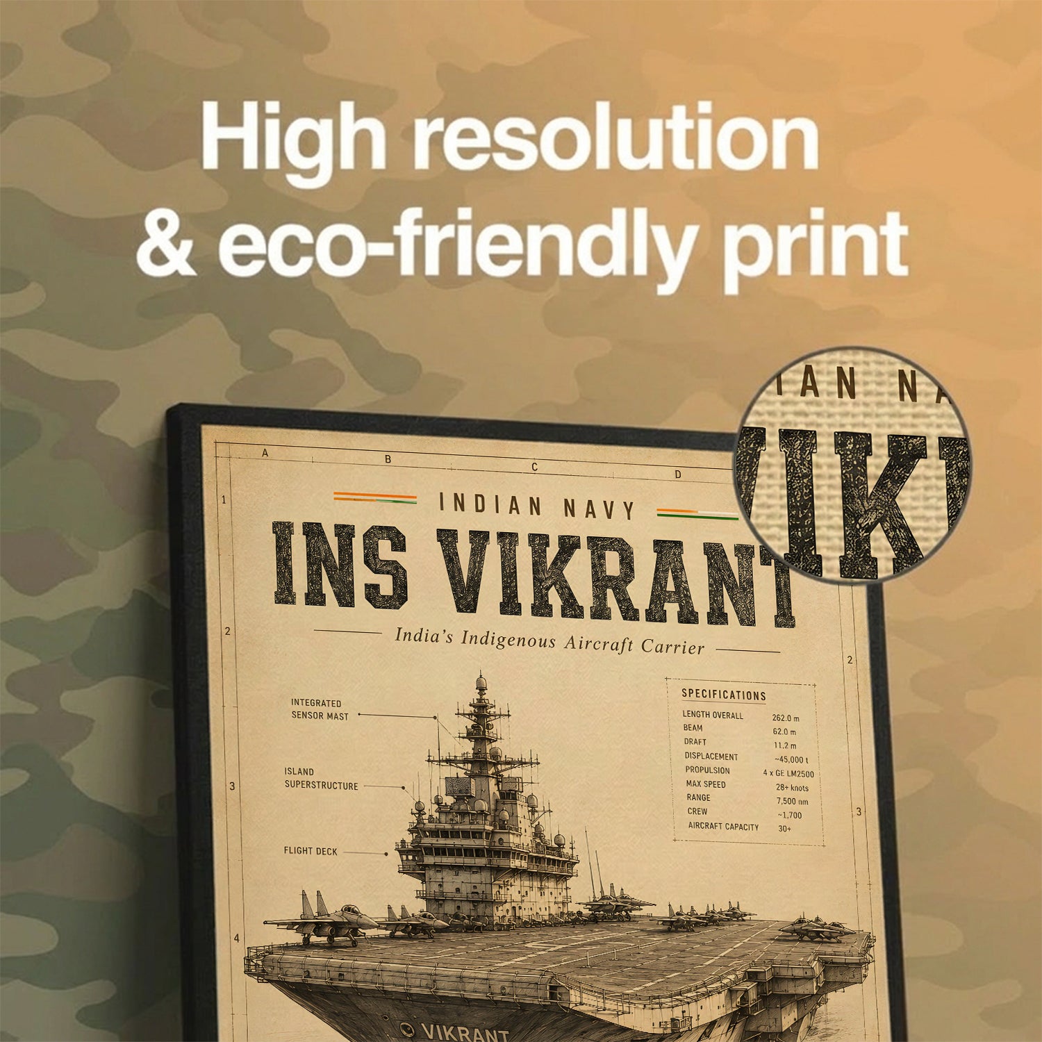 Vintage INS Vikrant Navy Wall Art (CONQR-BHARAT-NAVY-011)