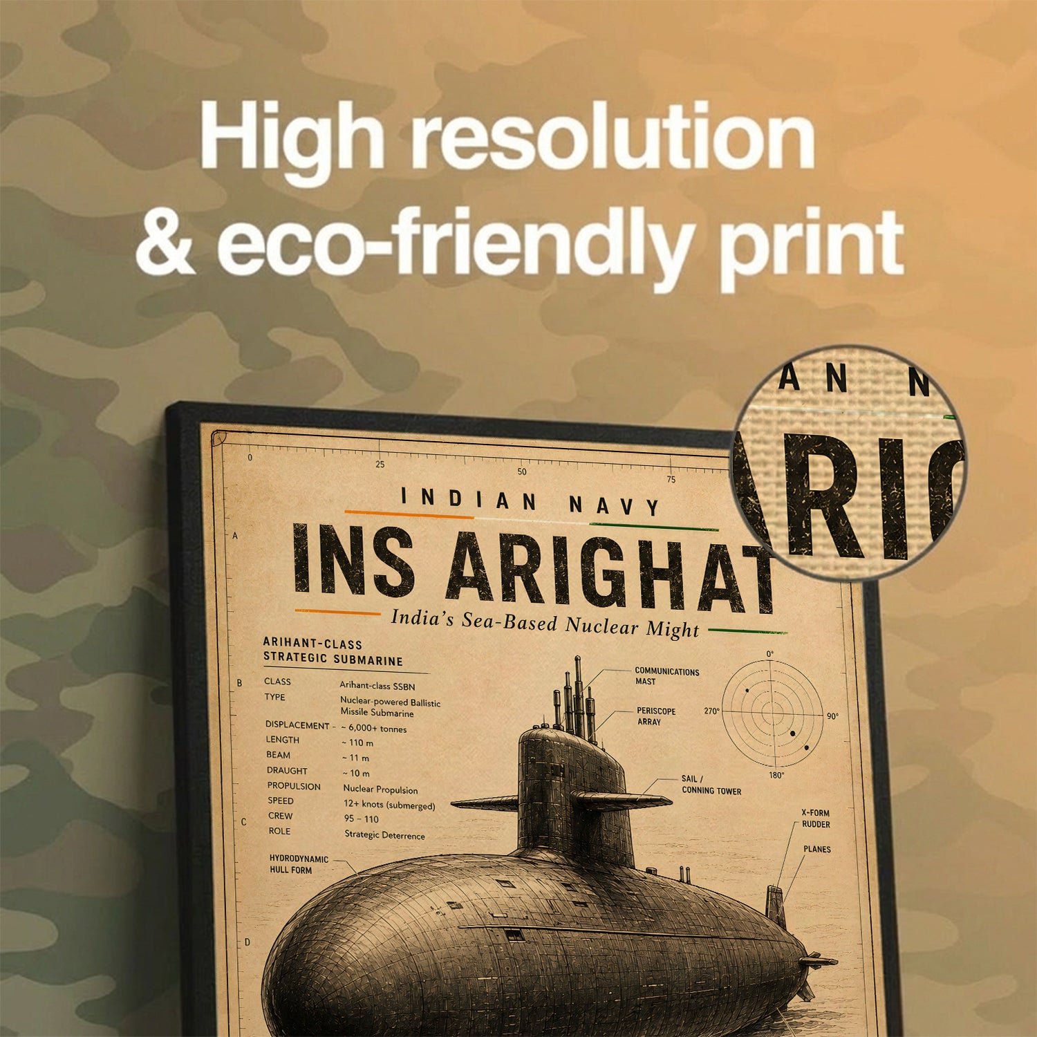 Vintage INS Arighat Navy Wall Art (CONQR-BHARAT-NAVY-013)