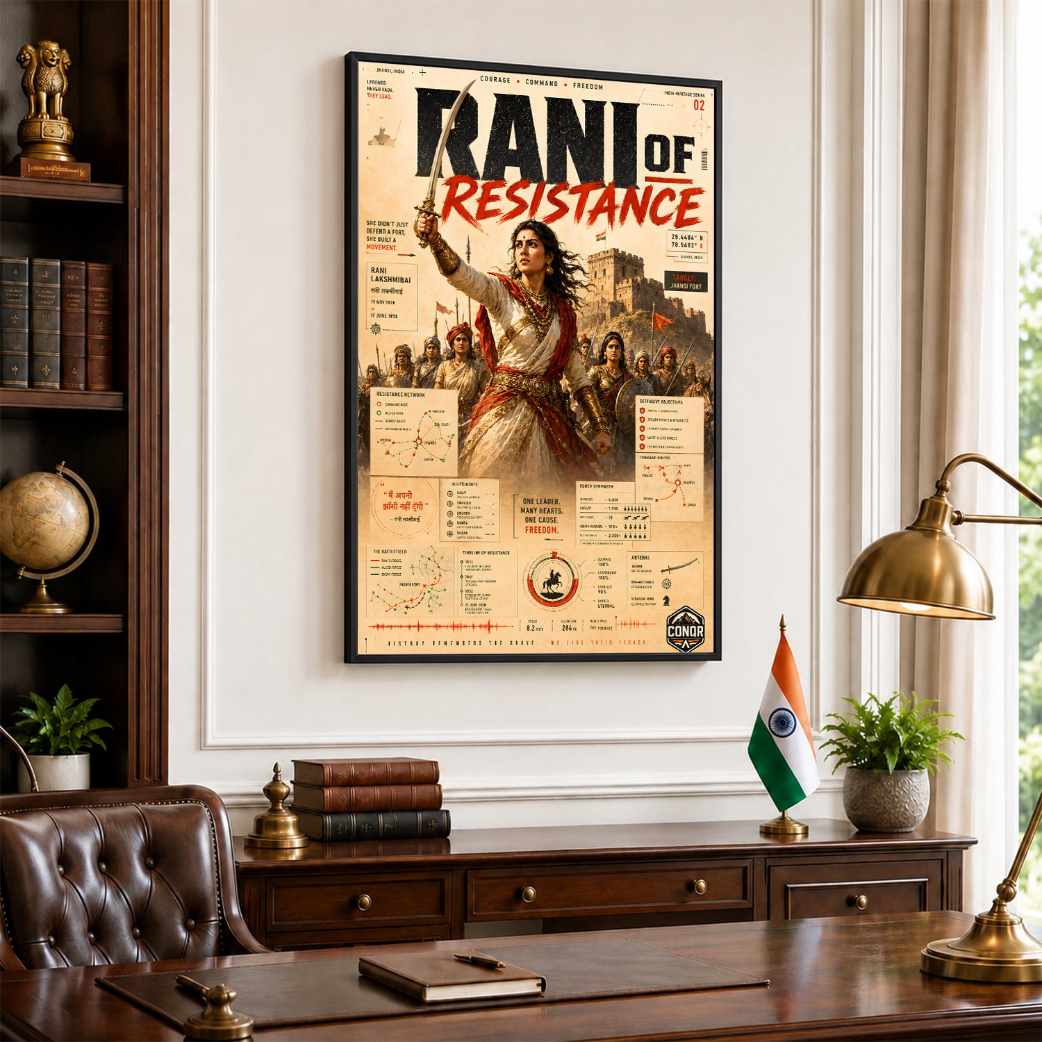 Rani of Resistance Vintage Wall Art (CONQR-LAXMIBAI-007)