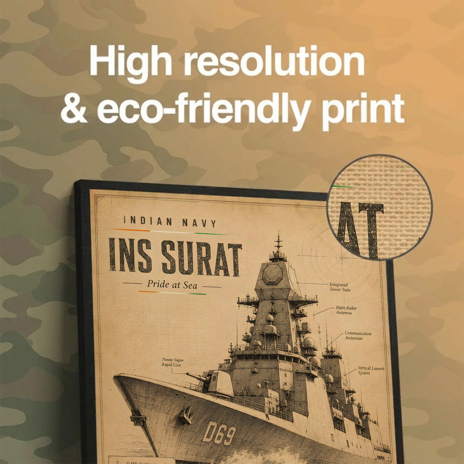 Vintage INS Surat Navy Wall Art (CONQR-BHARAT-NAVY-017)