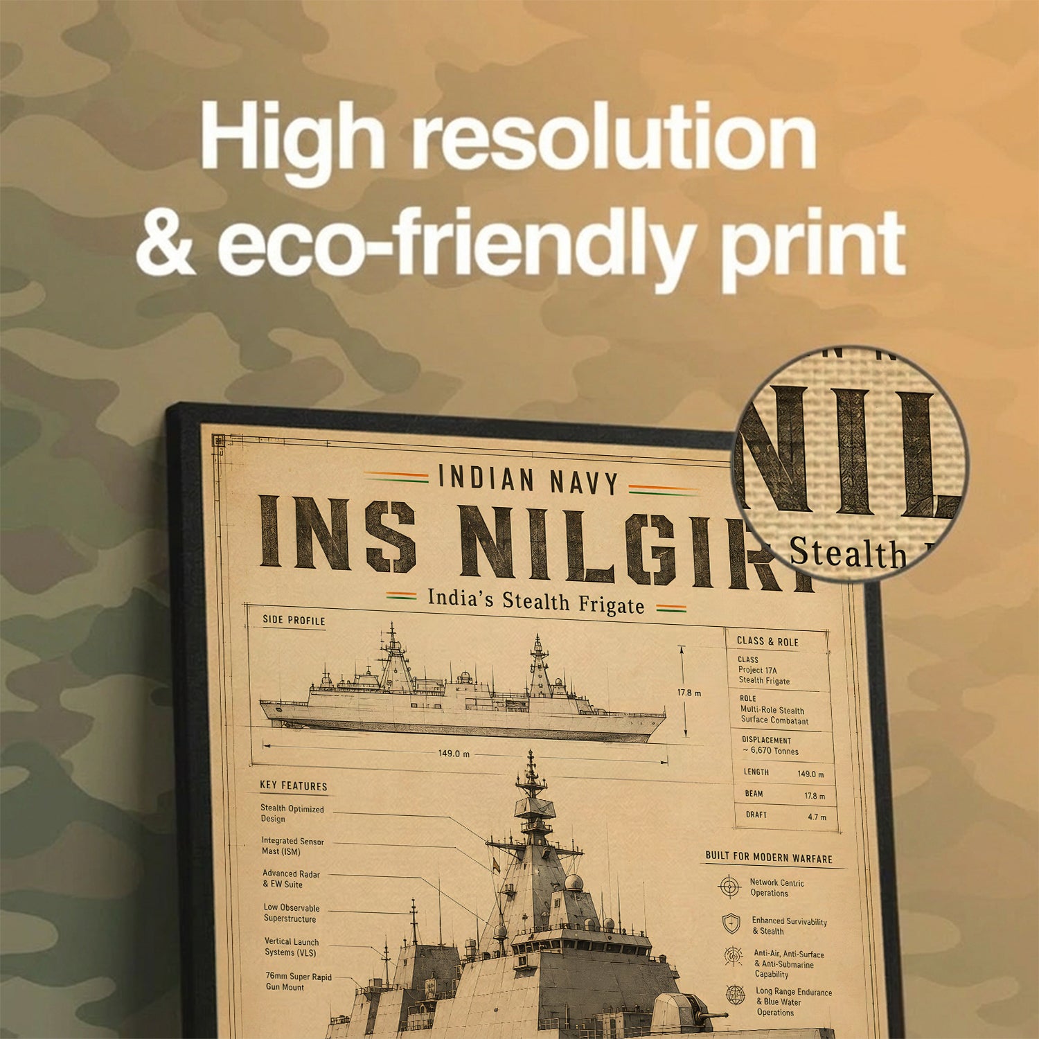 Vintage INS Nilgiri Navy Wall Art (CONQR-BHARAT-NAVY-014)