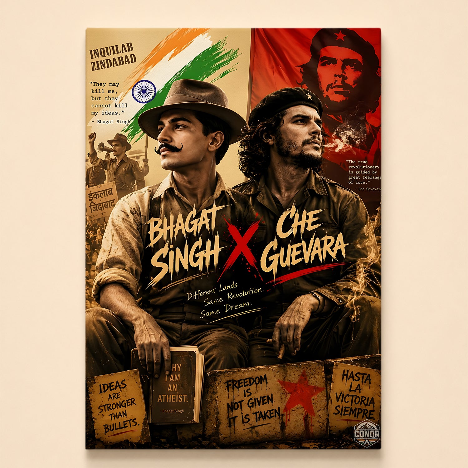 Bhagat Singh X Che Guevara Revolutionary Wall Art (CONQR-BHART-BHAGAT-011)