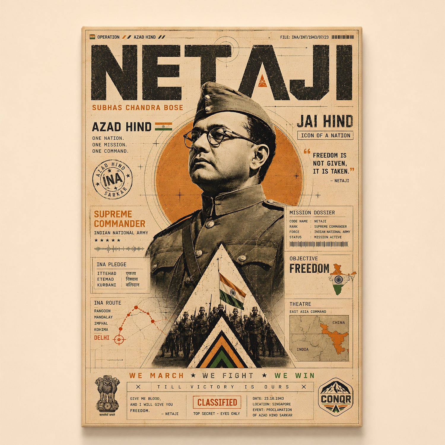 Netaji Freedom Fire Wall Art (CONQR-BHARAT-BOSE-001)