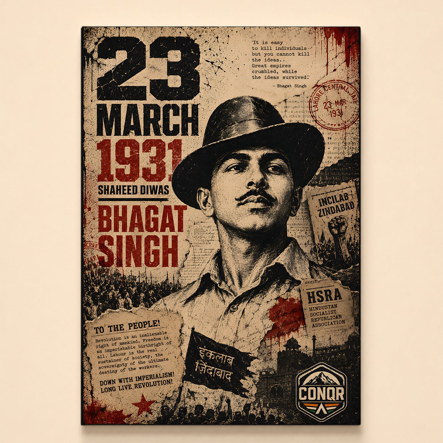 Bhagat Singh Fearless Nation Wall Art (CONQR-BHART-BHAGAT-009)