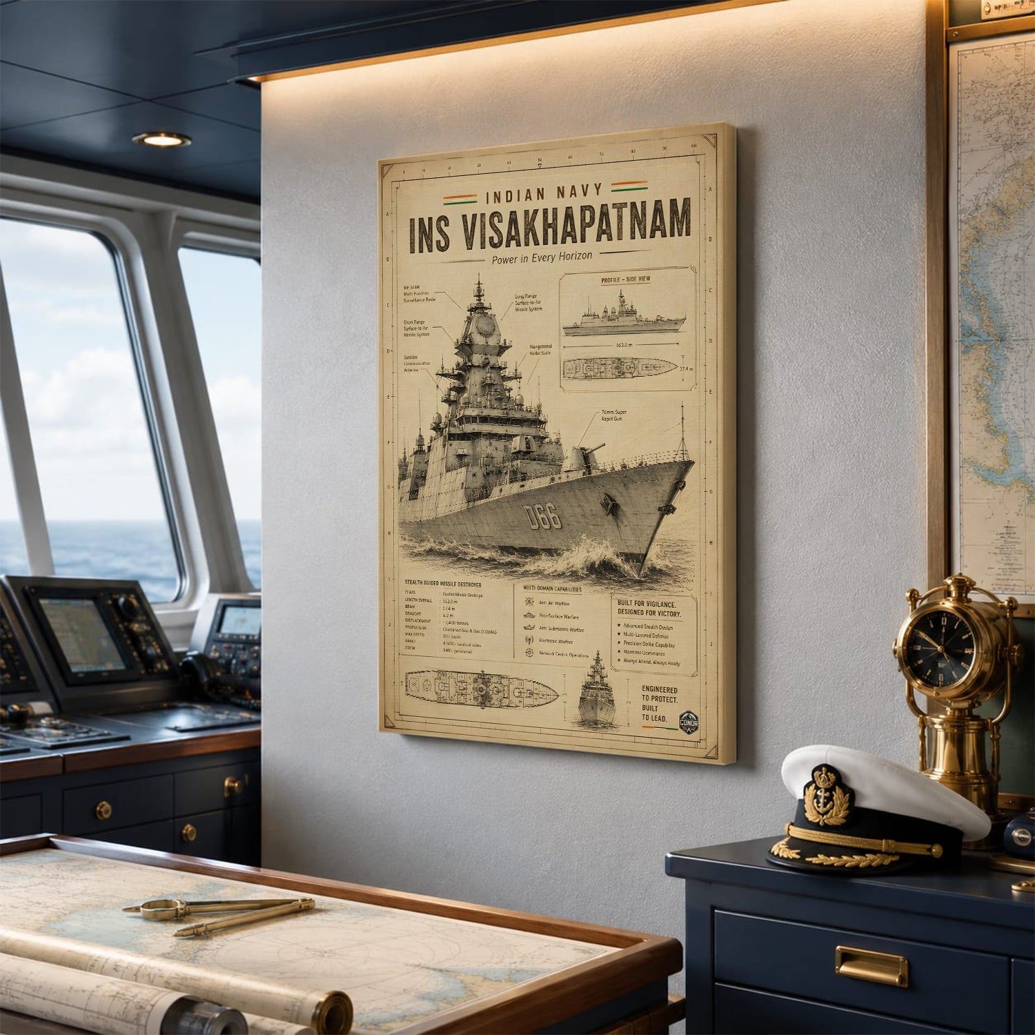 Vintage INS Visakhapatnam Navy Wall Art (CONQR-BHARAT-NAVY-020)