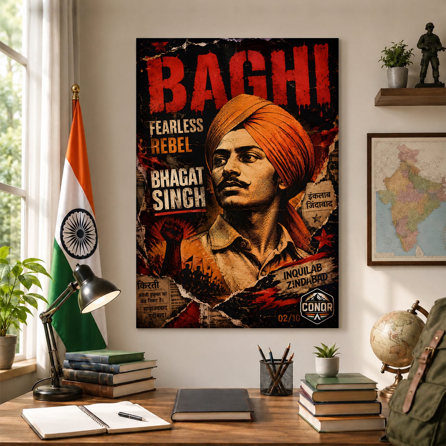 Bhagat Singh Revolutionary Spirit Wall Art (CONQR-BHART-BHAGAT-002)