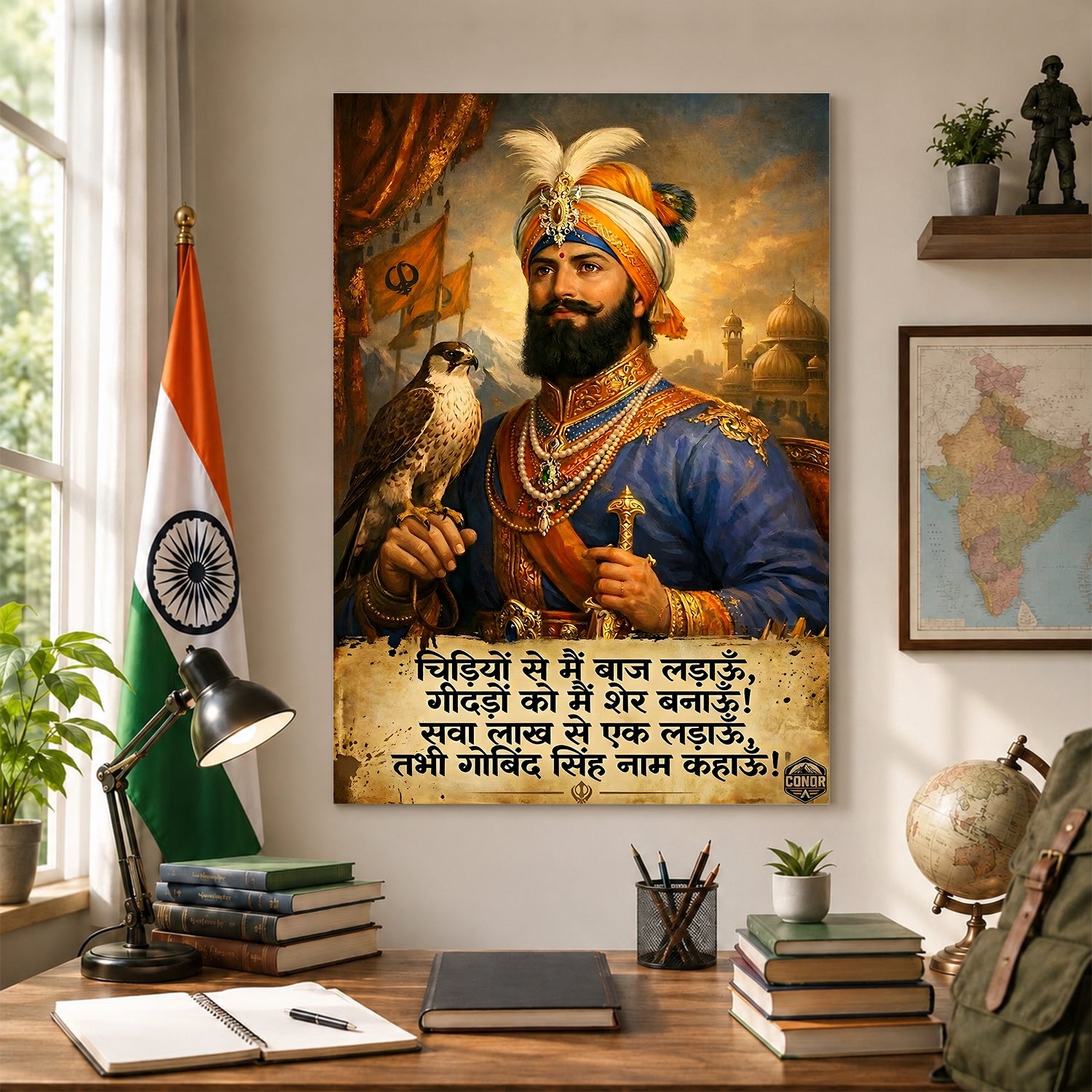 Shri Guru Gobind Singh Ji Divine Warrior Wall Art (CONQR-SAN-GOBIND-001)