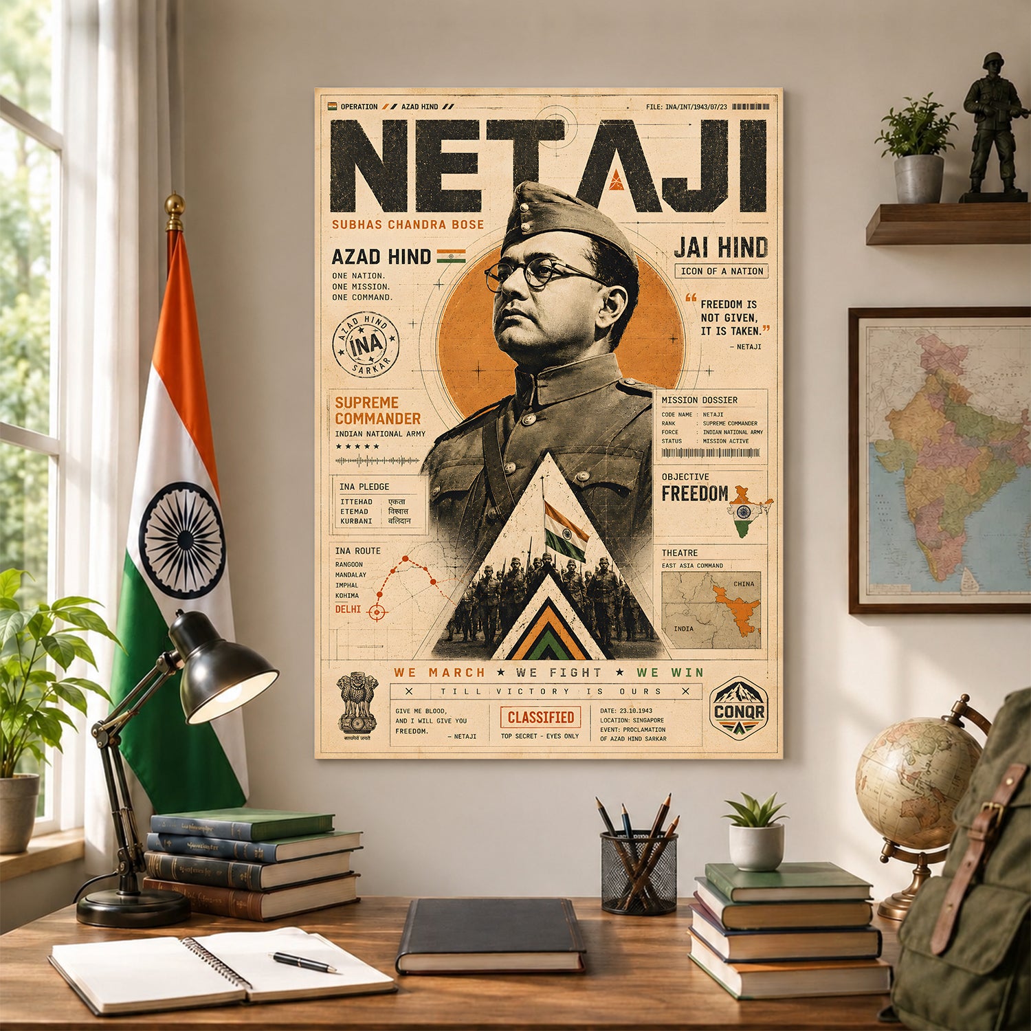 Netaji Freedom Fire Wall Art (CONQR-BHARAT-BOSE-001)