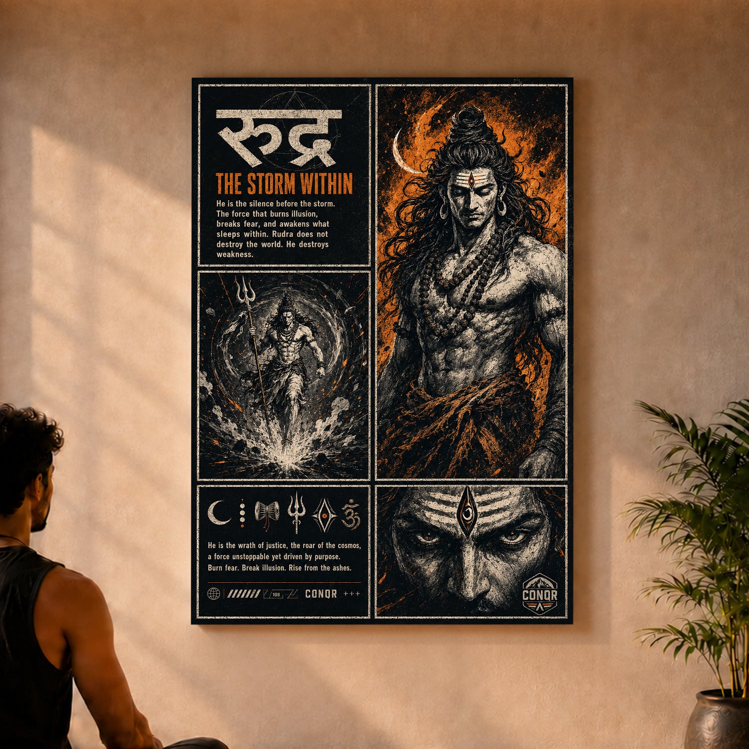 Rudra Unleashed – The Fierce Form in Four Panels