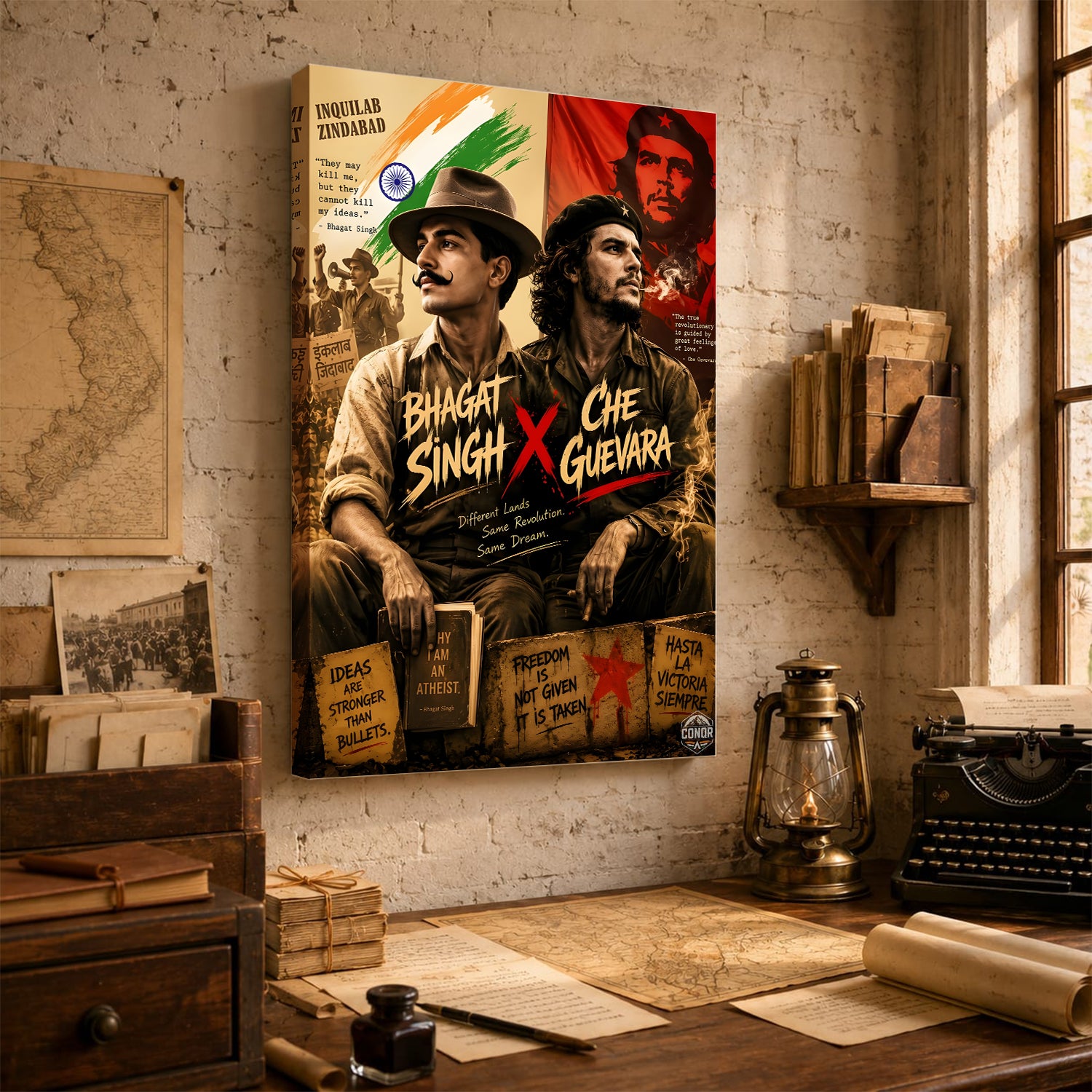 Bhagat Singh X Che Guevara Revolutionary Wall Art (CONQR-BHART-BHAGAT-011)