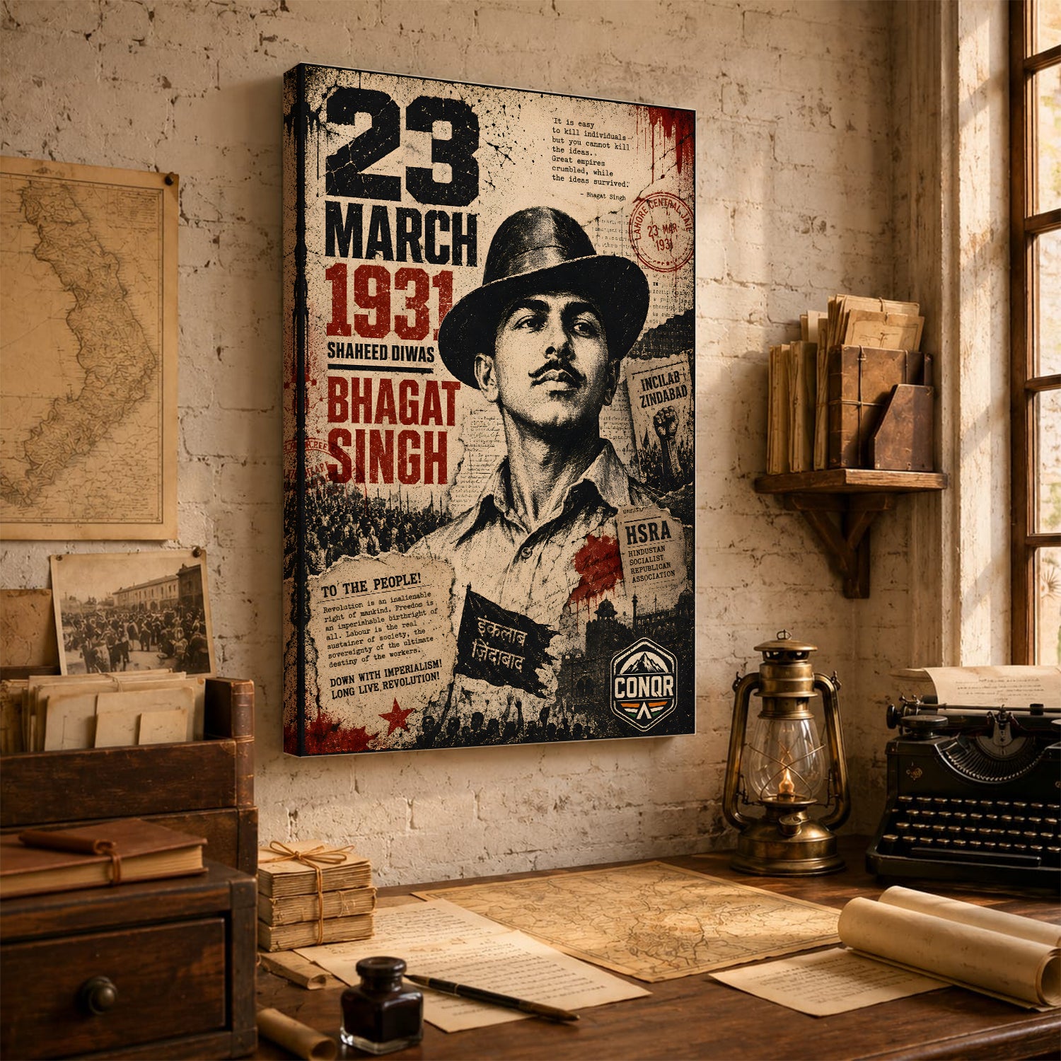 Bhagat Singh Fearless Nation Wall Art (CONQR-BHART-BHAGAT-009)