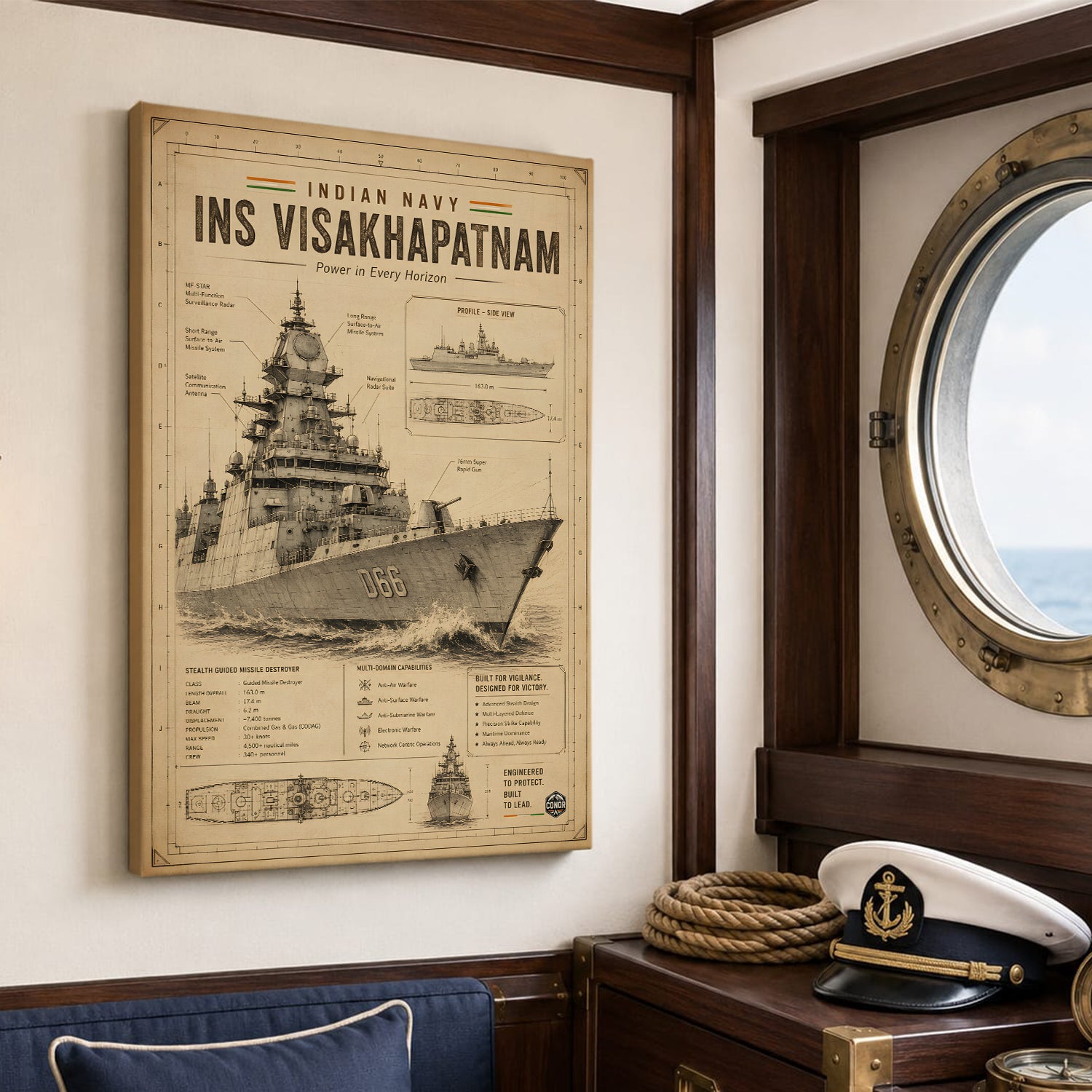 Vintage INS Visakhapatnam Navy Wall Art (CONQR-BHARAT-NAVY-020)