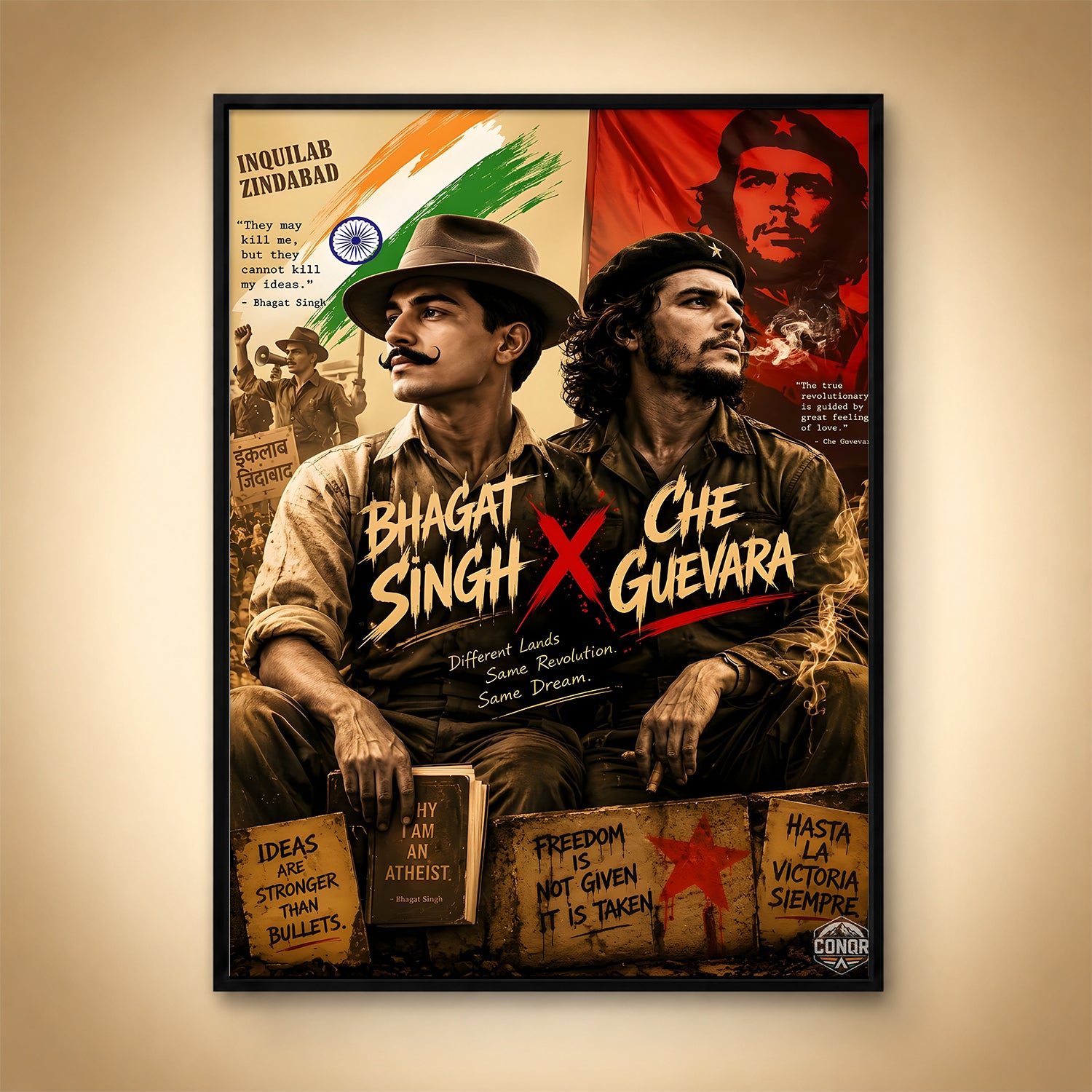 Bhagat Singh X Che Guevara Revolutionary Wall Art (CONQR-BHART-BHAGAT-011)