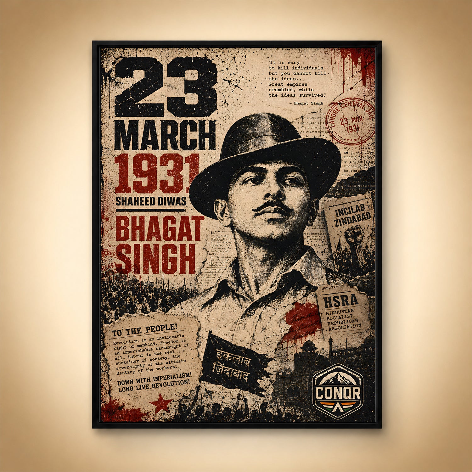 Bhagat Singh Fearless Nation Wall Art (CONQR-BHART-BHAGAT-009)