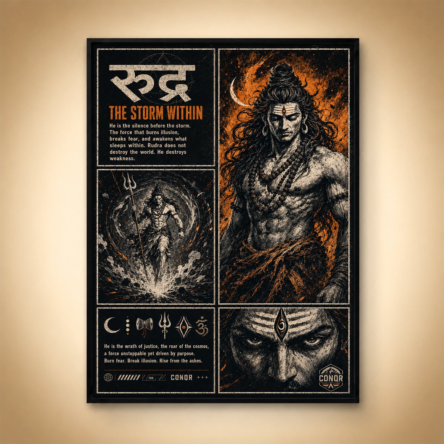 Rudra Unleashed – The Fierce Form in Four Panels