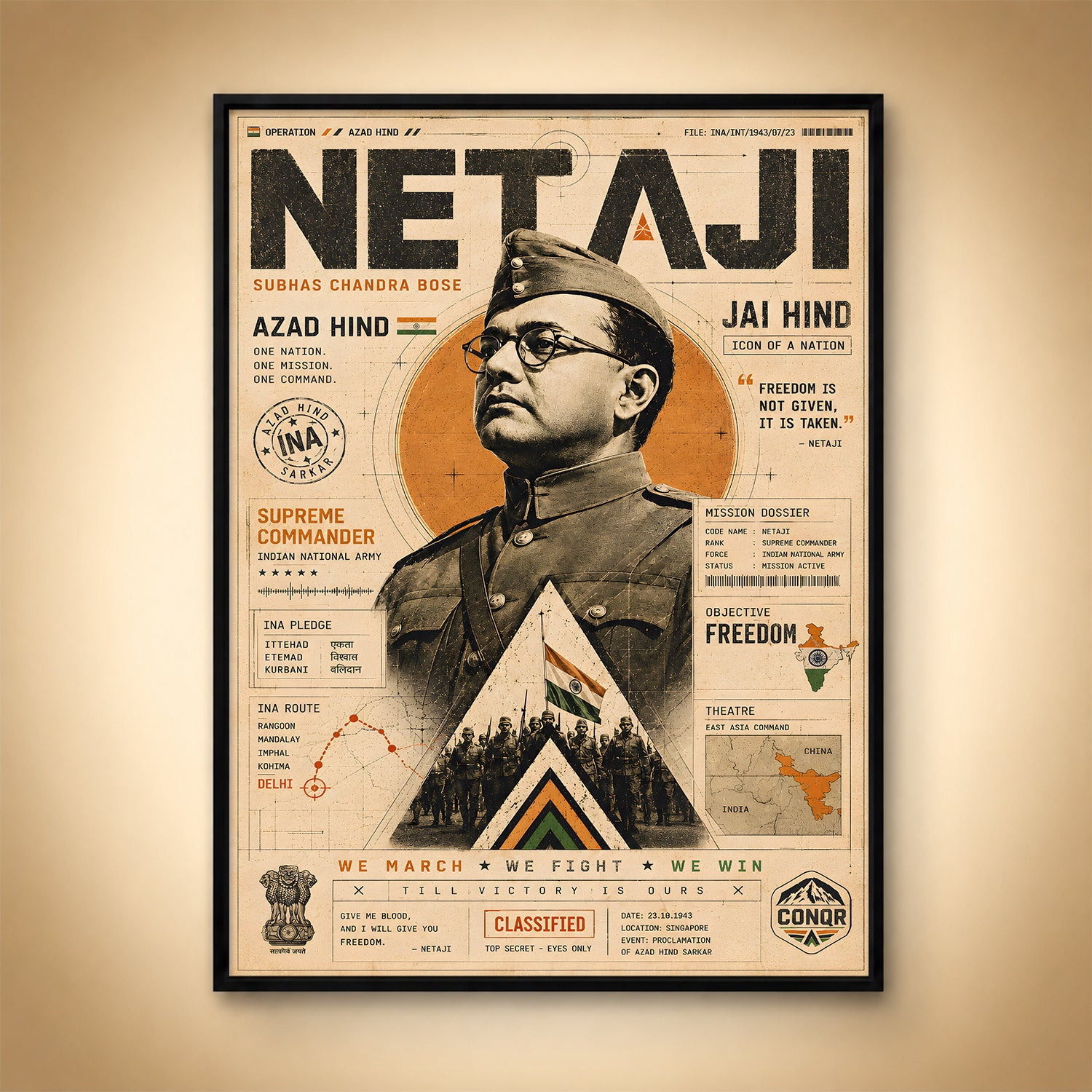 Netaji Freedom Fire Wall Art (CONQR-BHARAT-BOSE-001)
