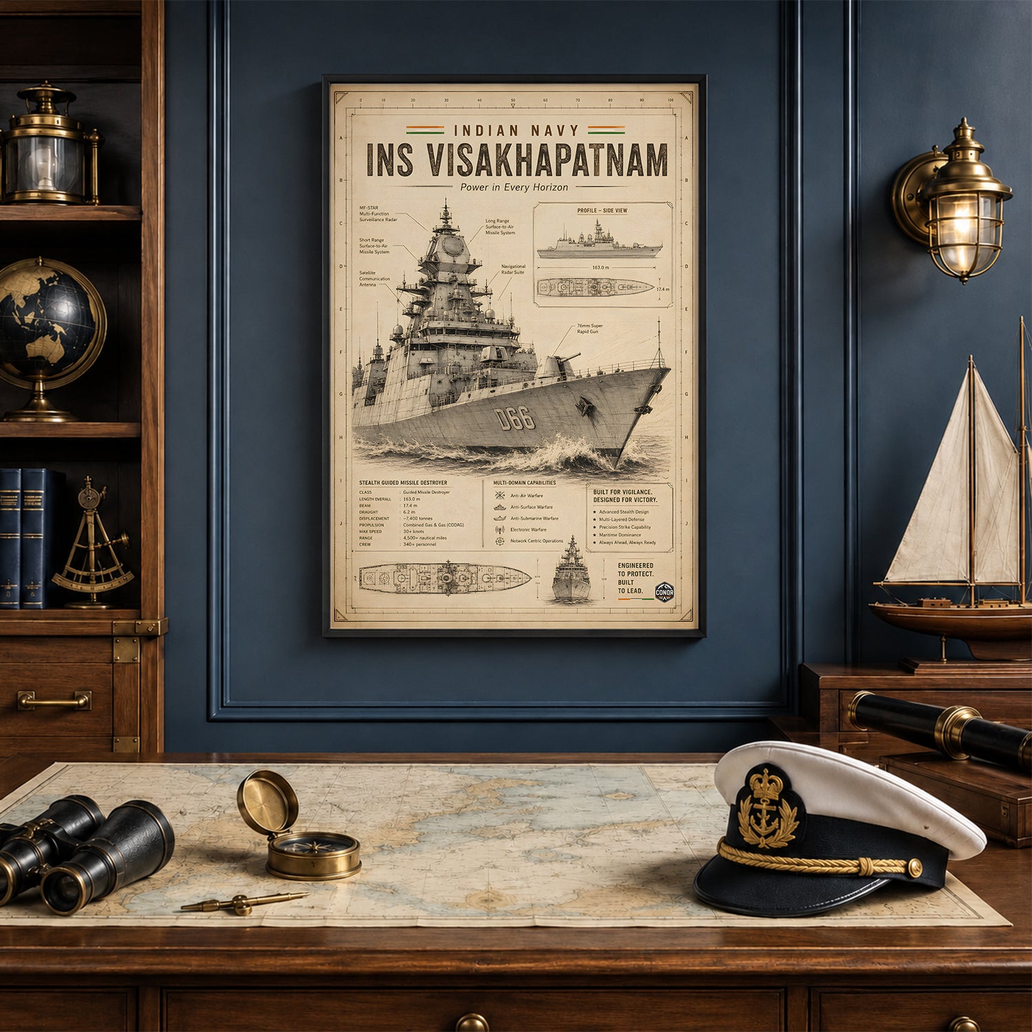 Vintage INS Visakhapatnam Navy Wall Art (CONQR-BHARAT-NAVY-020)