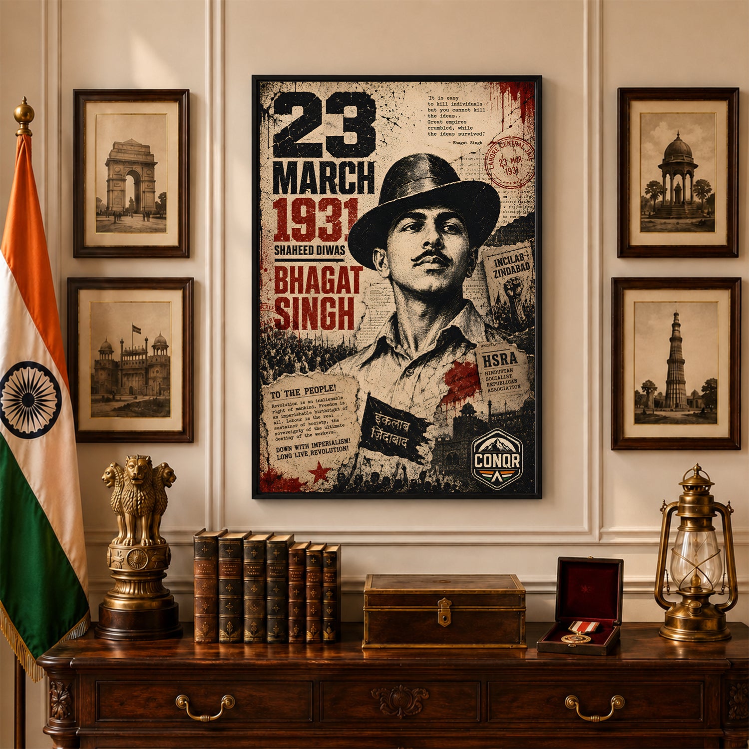 Bhagat Singh Fearless Nation Wall Art (CONQR-BHART-BHAGAT-009)