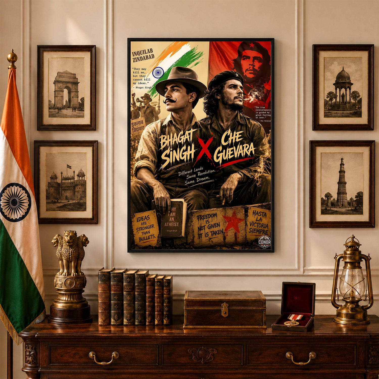 Bhagat Singh X Che Guevara Revolutionary Wall Art (CONQR-BHART-BHAGAT-011)