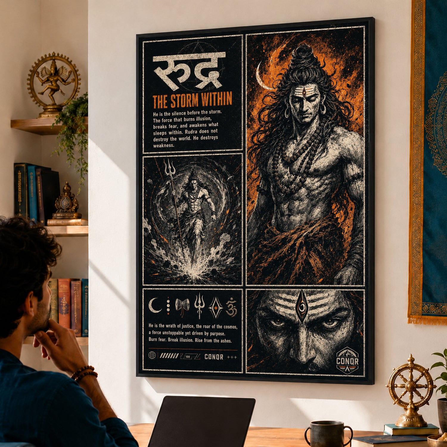Rudra Unleashed – The Fierce Form in Four Panels