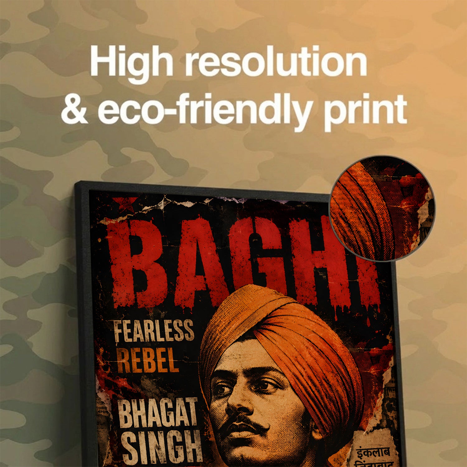Bhagat Singh Revolutionary Spirit Wall Art (CONQR-BHART-BHAGAT-002)