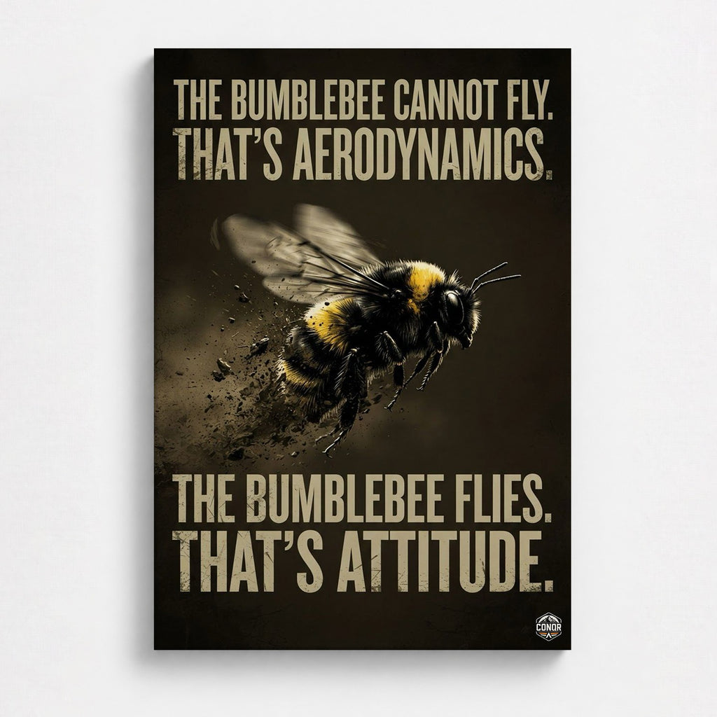 The Bumblebee Flies That's Attitude – motivational bumblebee canvas wall art by CONQR