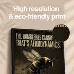 Close-up of the canvas texture and print detail on the CONQR bumblebee wall art