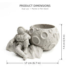 CONQR astronaut moon planter dimensions: 17 cm long and 7.4 cm tall