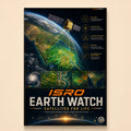 Observation satellite beaming data onto the subcontinent with weather and agriculture panels – Earth Watch