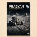 Pragyan rover on the lunar surface with Earth behind and full specification callouts