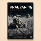 Pragyan rover on the lunar surface with Earth behind and full specification callouts