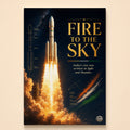 Rocket marked India launching into a starry night beside its stage blueprint – Fire to the Sky