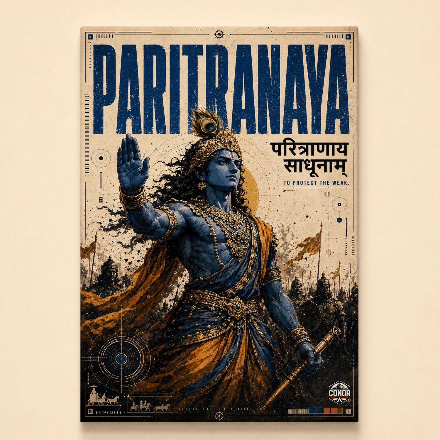 Paritranaya Sadhunam - Canvas Wall Art (CONQR_KRISHNA_012)