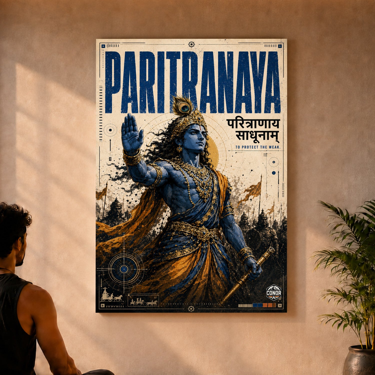 Paritranaya Sadhunam - Canvas Wall Art (CONQR_KRISHNA_012)