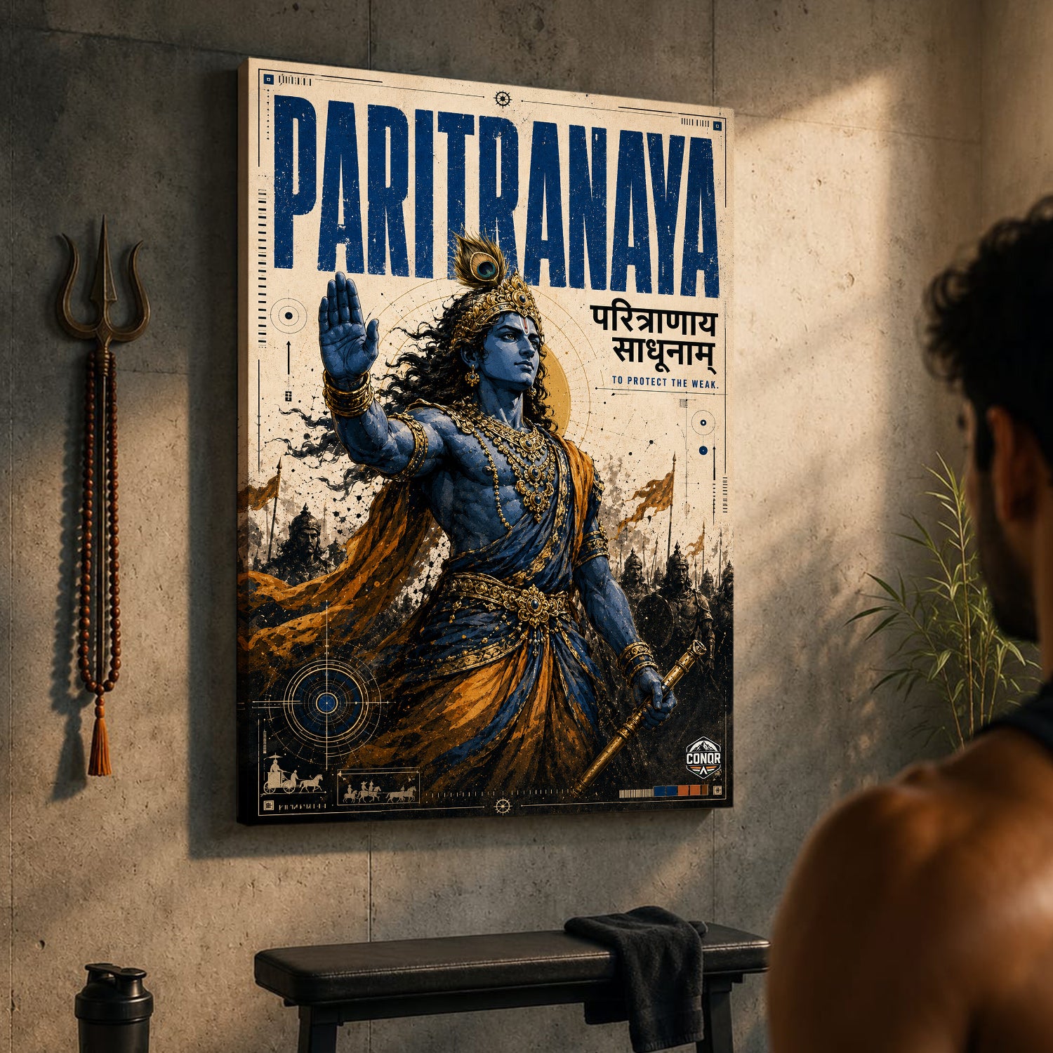 Paritranaya Sadhunam - Canvas Wall Art (CONQR_KRISHNA_012)
