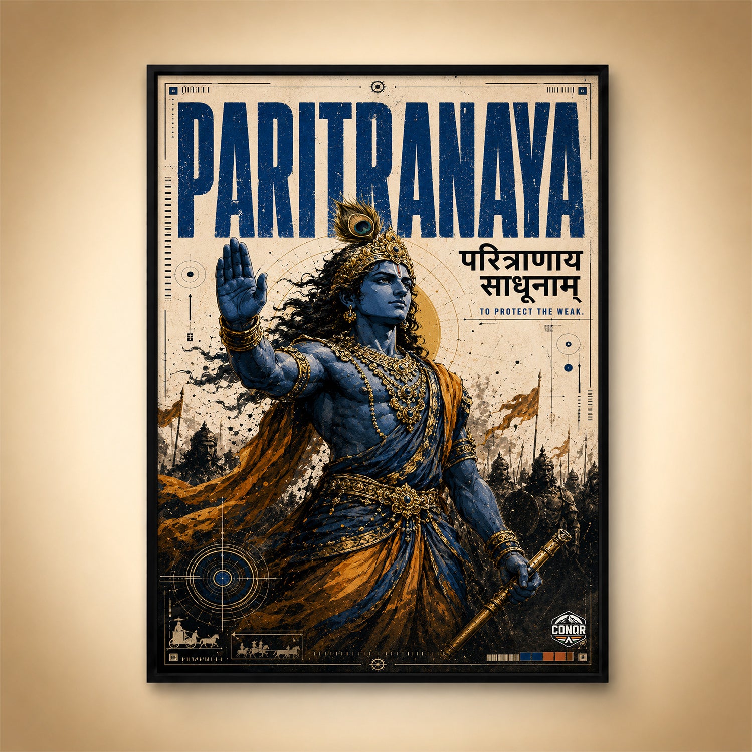 Paritranaya Sadhunam - Canvas Wall Art (CONQR_KRISHNA_012)