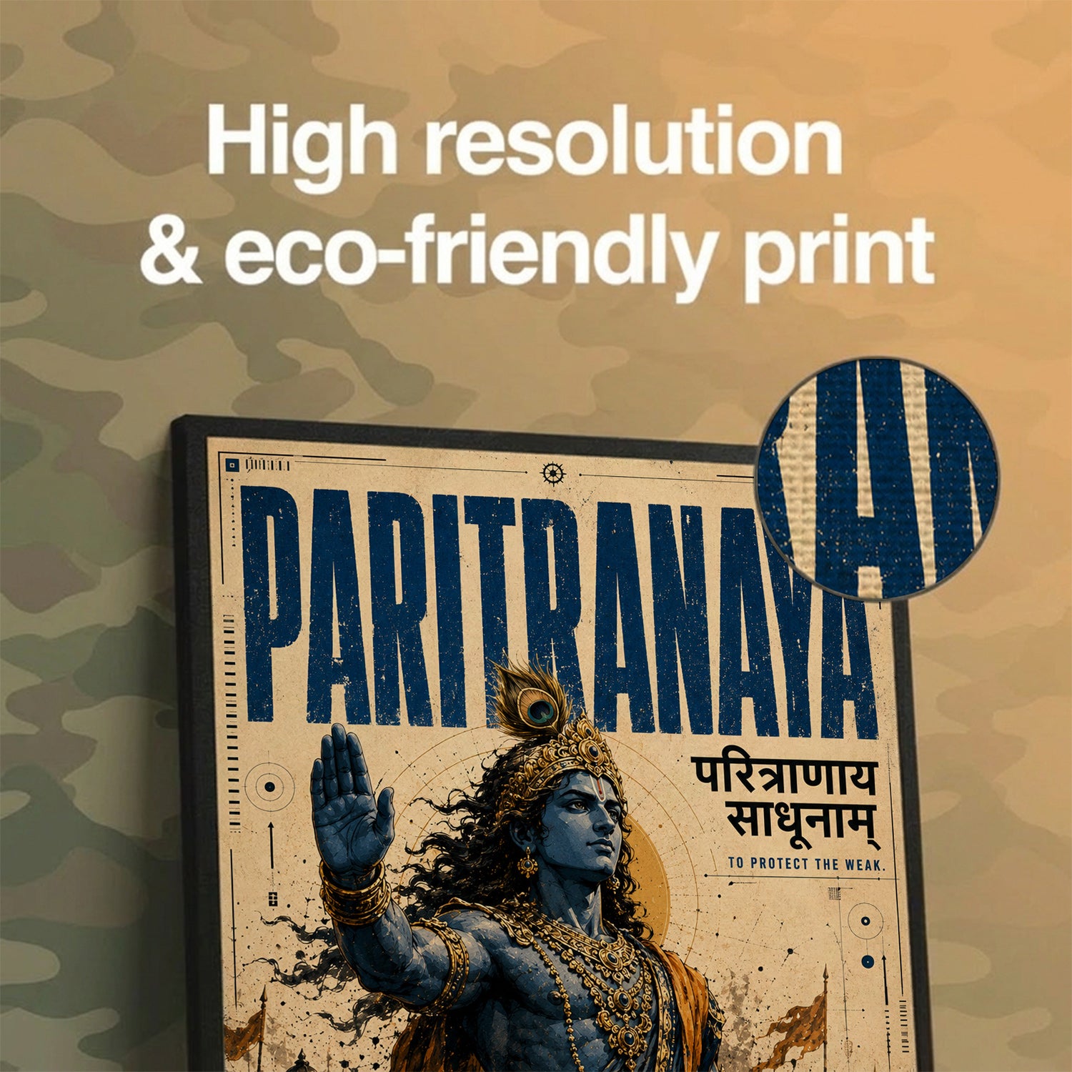 Paritranaya Sadhunam - Canvas Wall Art (CONQR_KRISHNA_012)