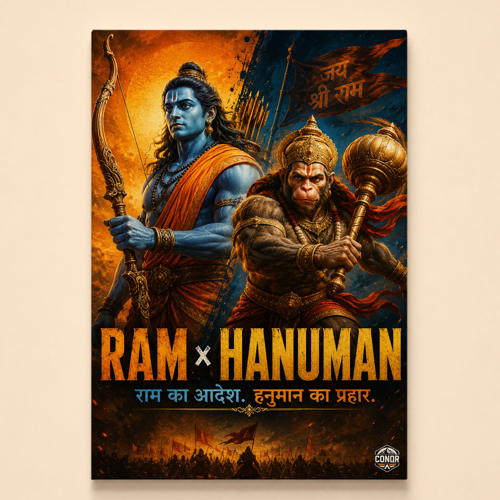 Ram x Hanuman Unity - Canvas Wall Art (CONQR_SAN_RAM_06)