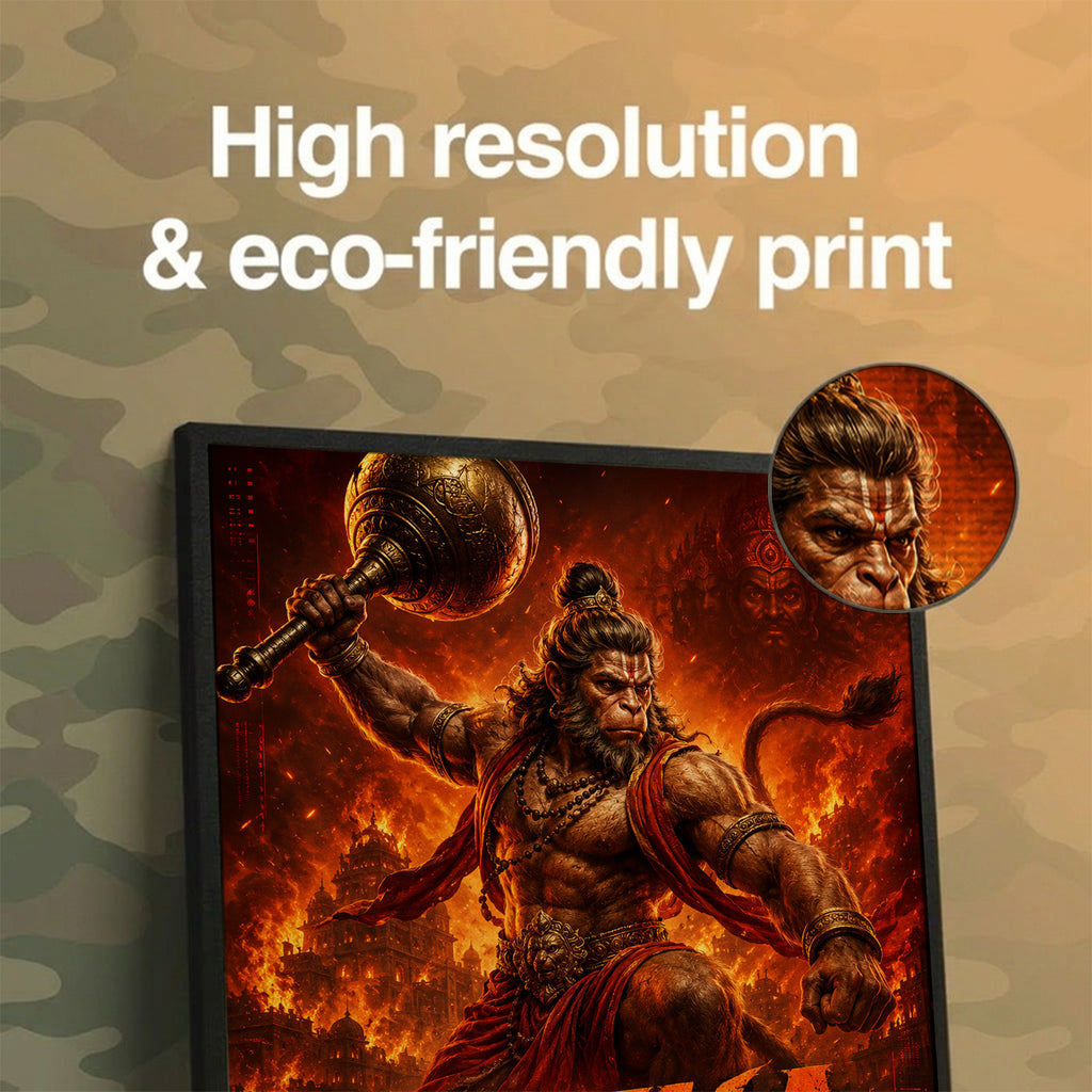 Lanka Dahan Hanuman - Canvas Wall Art (CONQR_SAN_RAM_14)