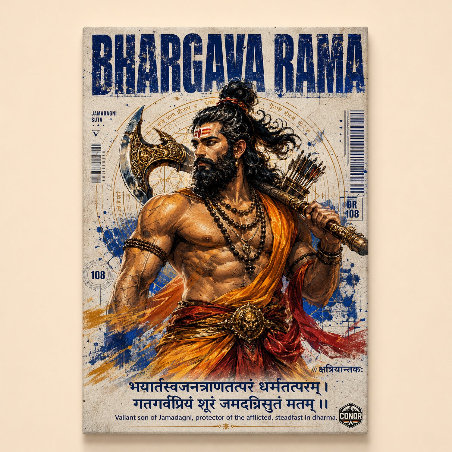 Bhargava Divine Warrior Canvas Wall Art (CONWR-SAN-PARSHU-10)