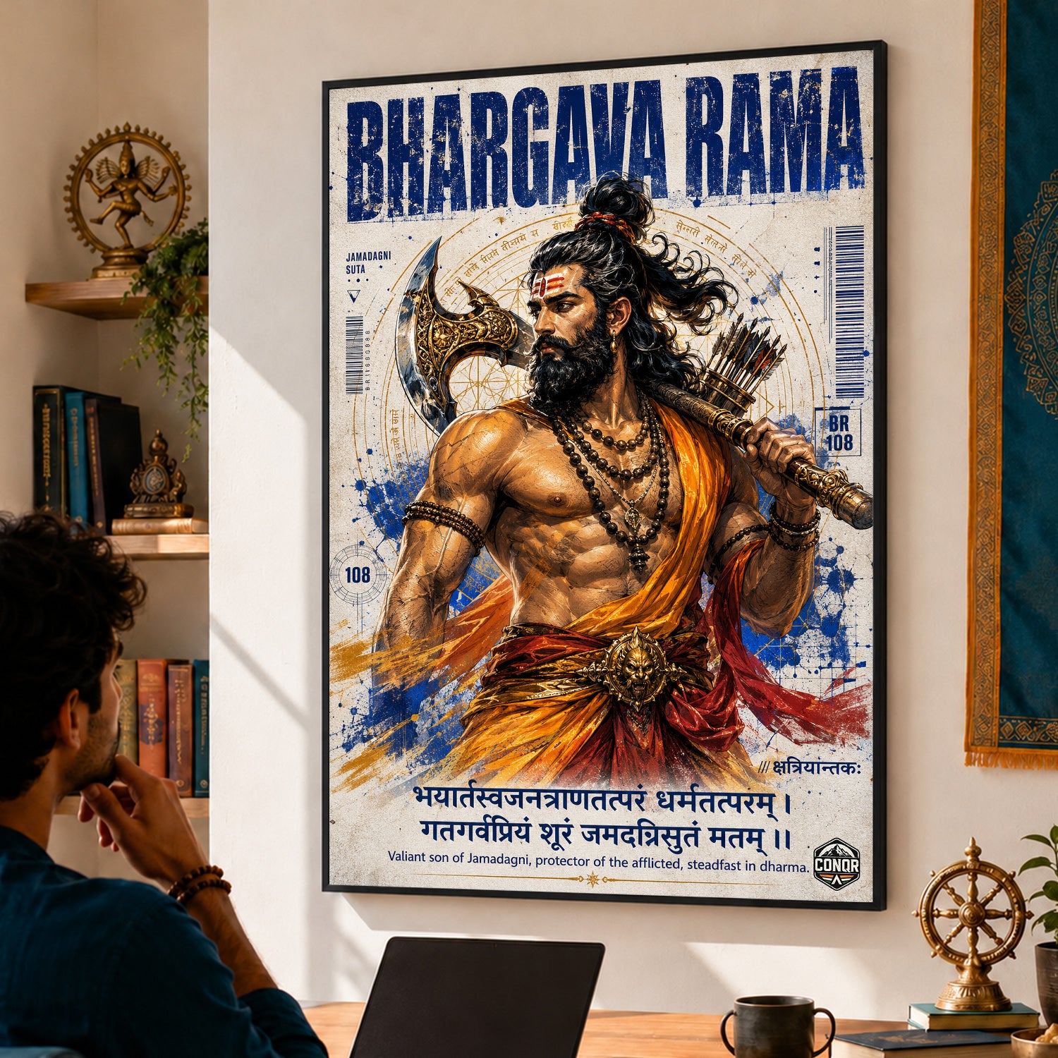 Bhargava Divine Warrior Canvas Wall Art (CONWR-SAN-PARSHU-10)