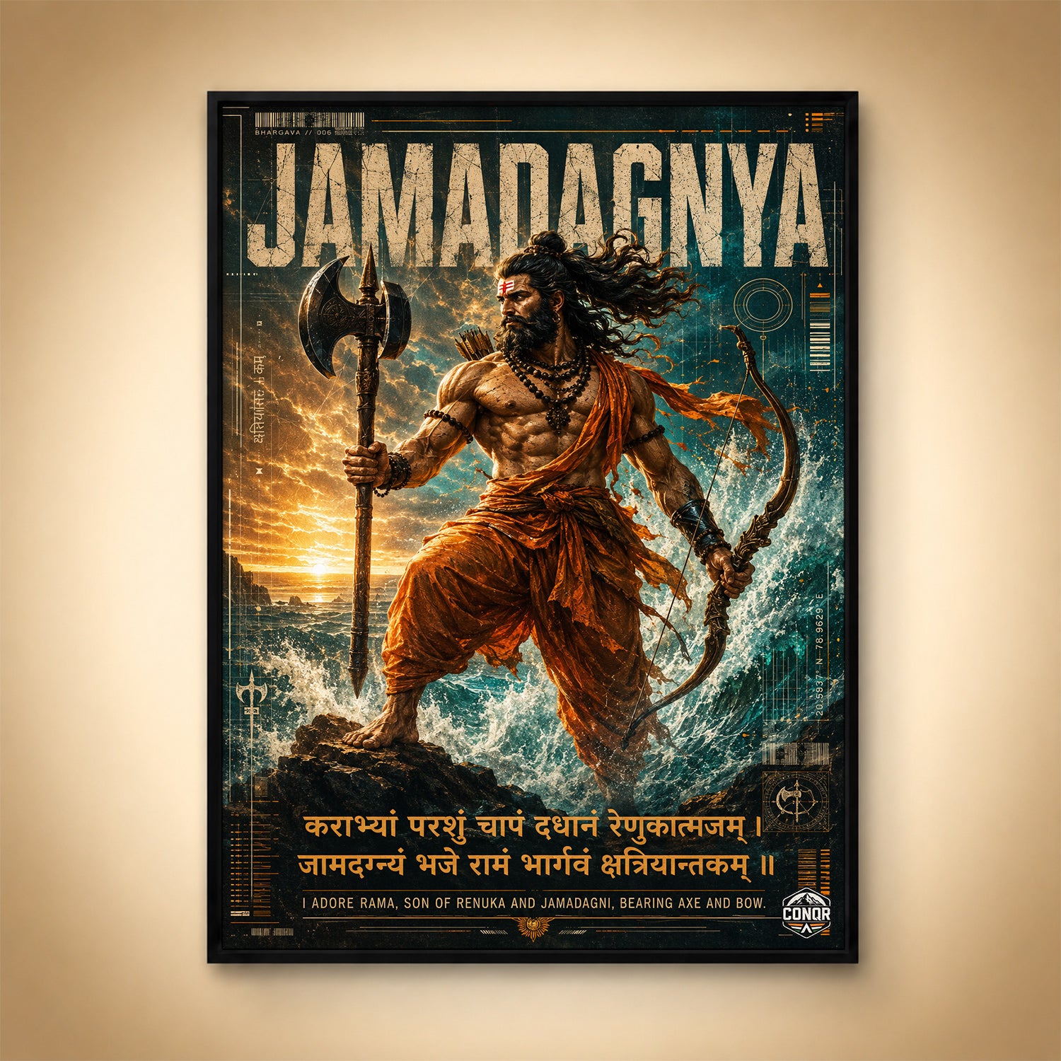 Jamadagnya Ocean Warrior Canvas Wall Art (CONQR-SAN-PARSHU-04)