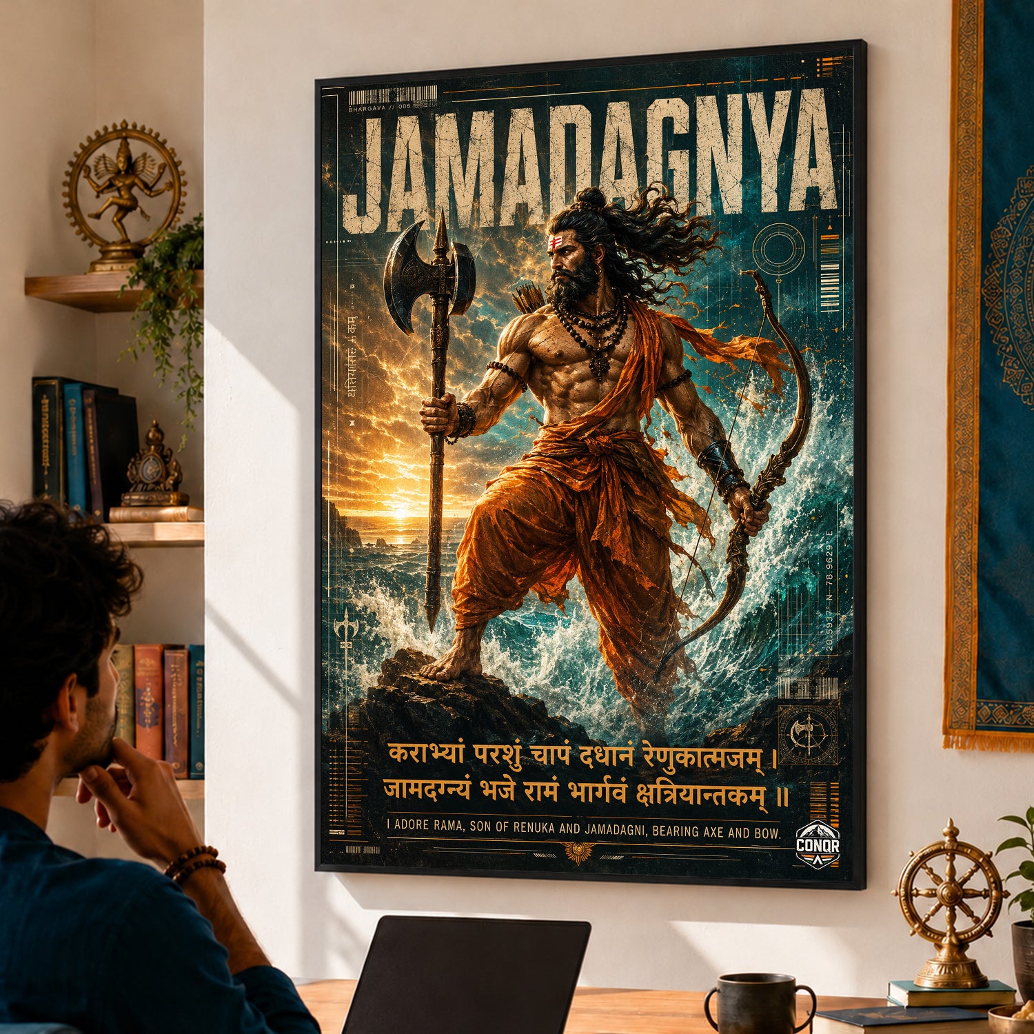 Jamadagnya Ocean Warrior Canvas Wall Art (CONQR-SAN-PARSHU-04)