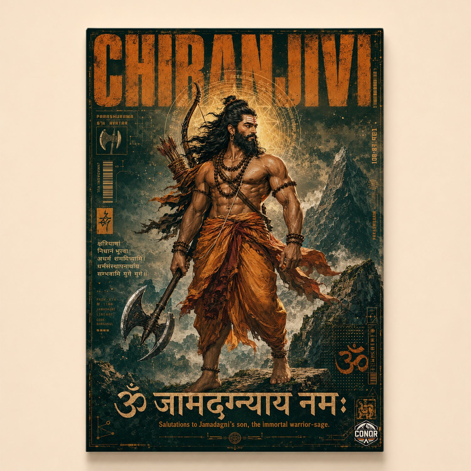Chiranjeevi Immortal Warrior Sage Canvas Wall Art (CONQR-SAN-PARSHU-08)