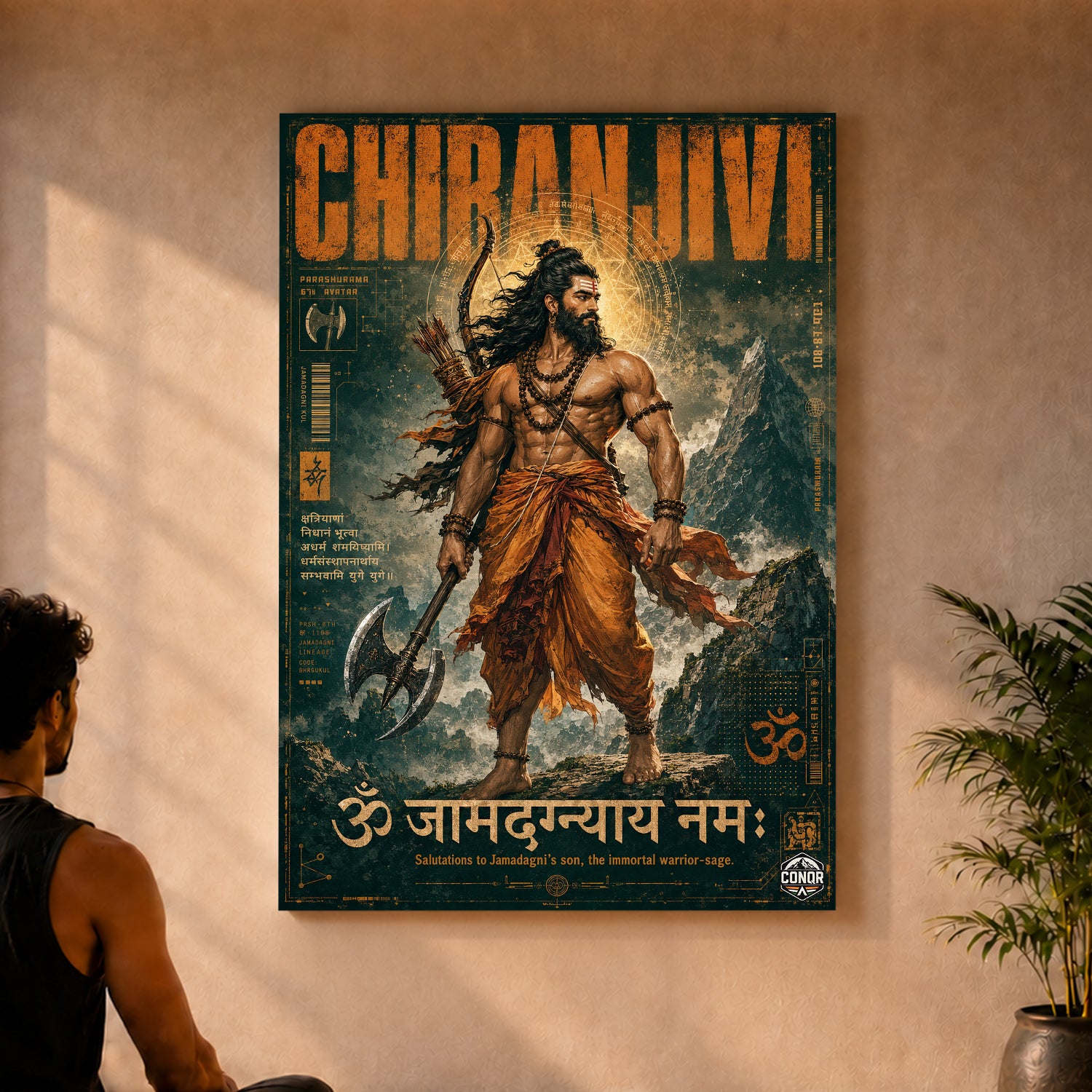 Chiranjeevi Immortal Warrior Sage Canvas Wall Art (CONQR-SAN-PARSHU-08)