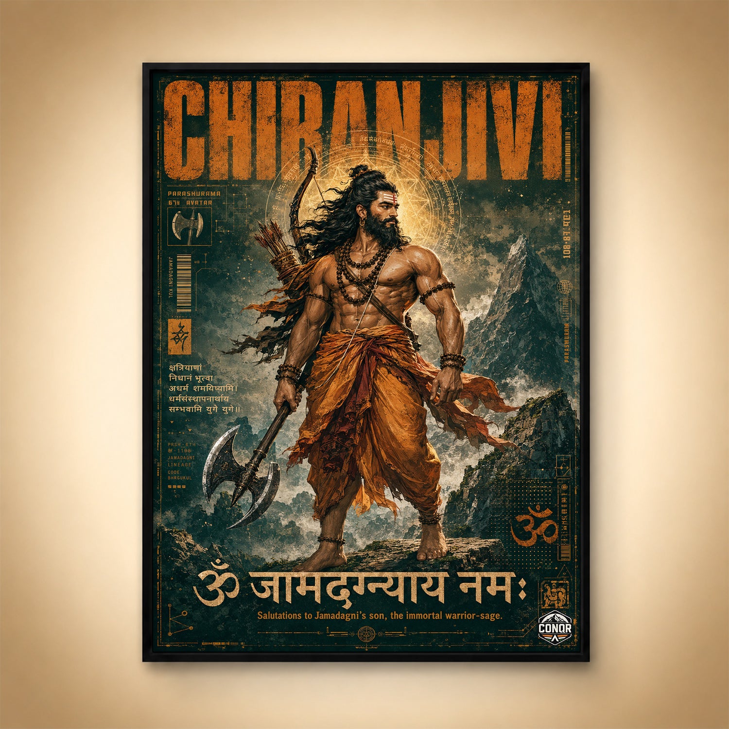 Chiranjeevi Immortal Warrior Sage Canvas Wall Art (CONQR-SAN-PARSHU-08)