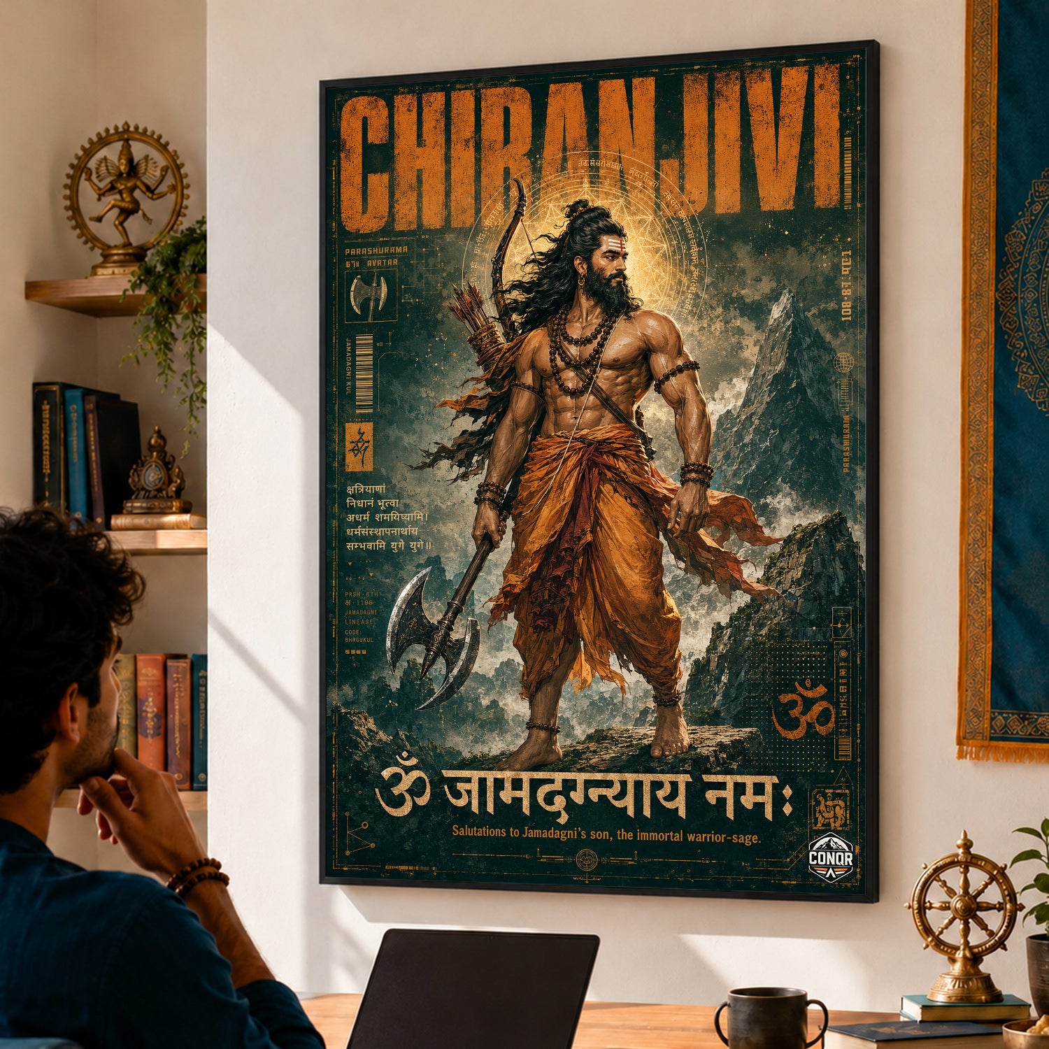 Chiranjeevi Immortal Warrior Sage Canvas Wall Art (CONQR-SAN-PARSHU-08)